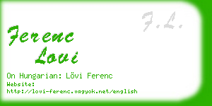 ferenc lovi business card